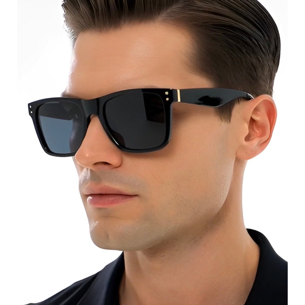 Men's Sunglasses Classic Square Frame Dark Black Lens Sun Glasses Fashion Shades